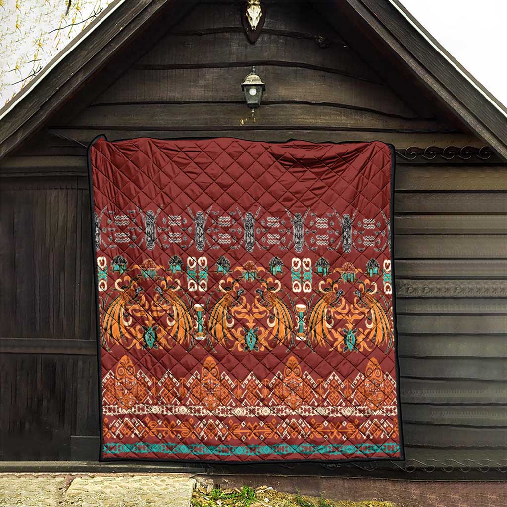 Oxblood Batik Papua-inspired Pattern Quilt LT9 - Polynesian Pride
