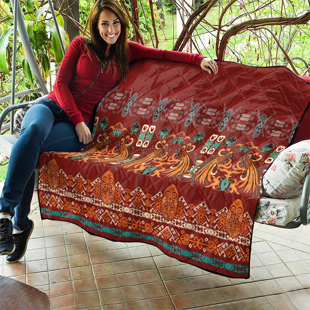 Oxblood Batik Papua-inspired Pattern Quilt LT9 - Polynesian Pride