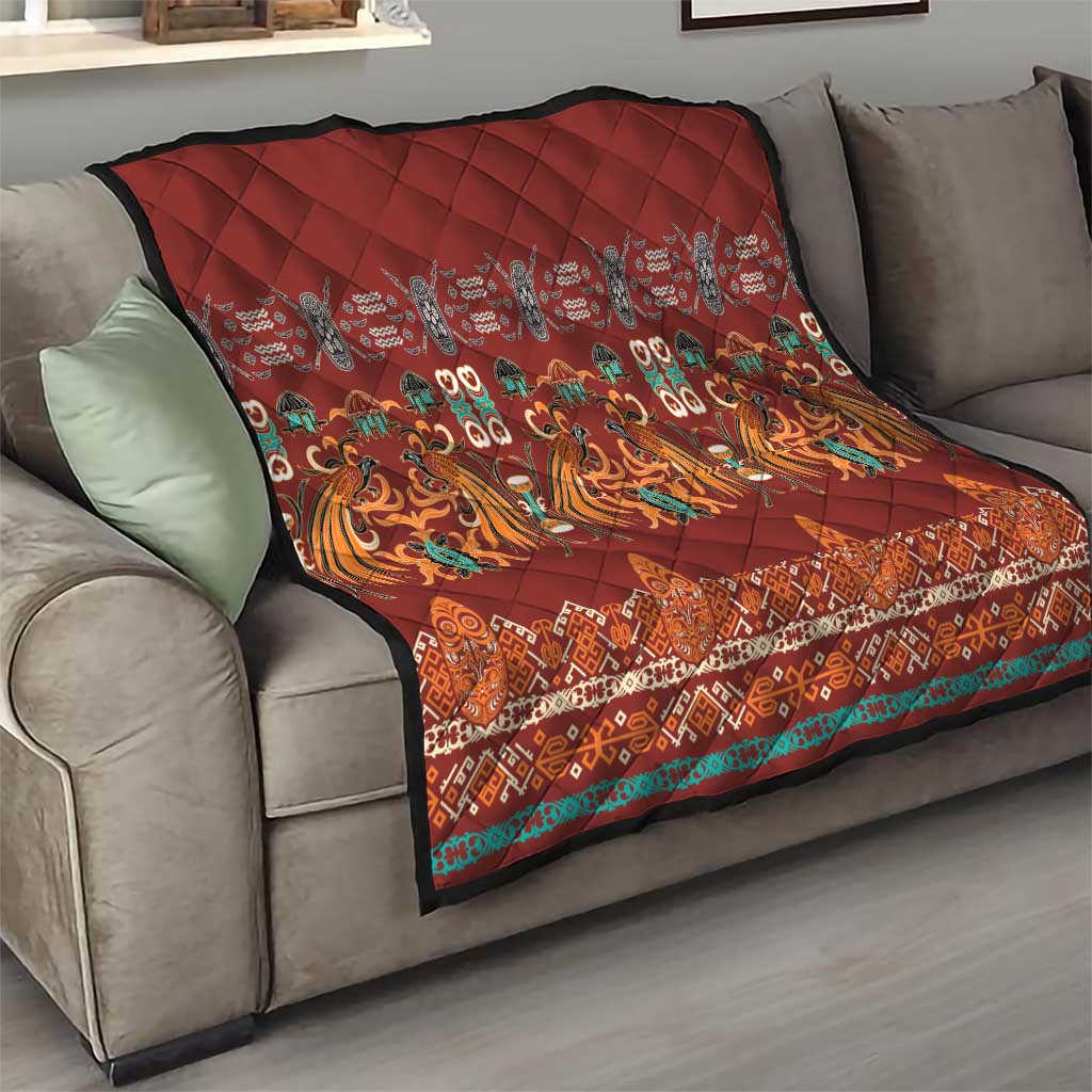 Oxblood Batik Papua-inspired Pattern Quilt LT9 - Polynesian Pride
