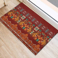 Oxblood Batik Papua-inspired Pattern Rubber Doormat LT9 - Polynesian Pride