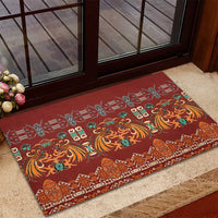 Oxblood Batik Papua-inspired Pattern Rubber Doormat LT9 - Polynesian Pride