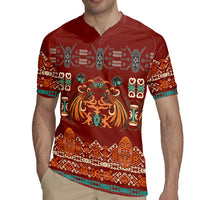 Oxblood Batik Papua-inspired Pattern Rugby Jersey - Polynesian Pride