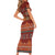 Oxblood Batik Papua-inspired Pattern Short Sleeve Bodycon Dress - Polynesian Pride