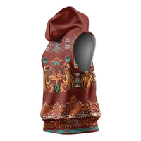 Oxblood Batik Papua-inspired Pattern Sleeveless Hoodie LT9 - Polynesian Pride