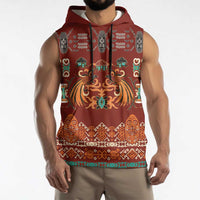Oxblood Batik Papua-inspired Pattern Sleeveless Hoodie LT9 - Polynesian Pride