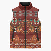 Oxblood Batik Papua-inspired Pattern Sleeveless Puffer Jacket LT9 Unisex Red - Polynesian Pride