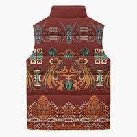 Oxblood Batik Papua-inspired Pattern Sleeveless Puffer Jacket LT9 - Polynesian Pride