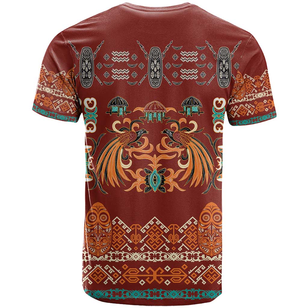 Oxblood Batik Papua-inspired Pattern T Shirt - Polynesian Pride