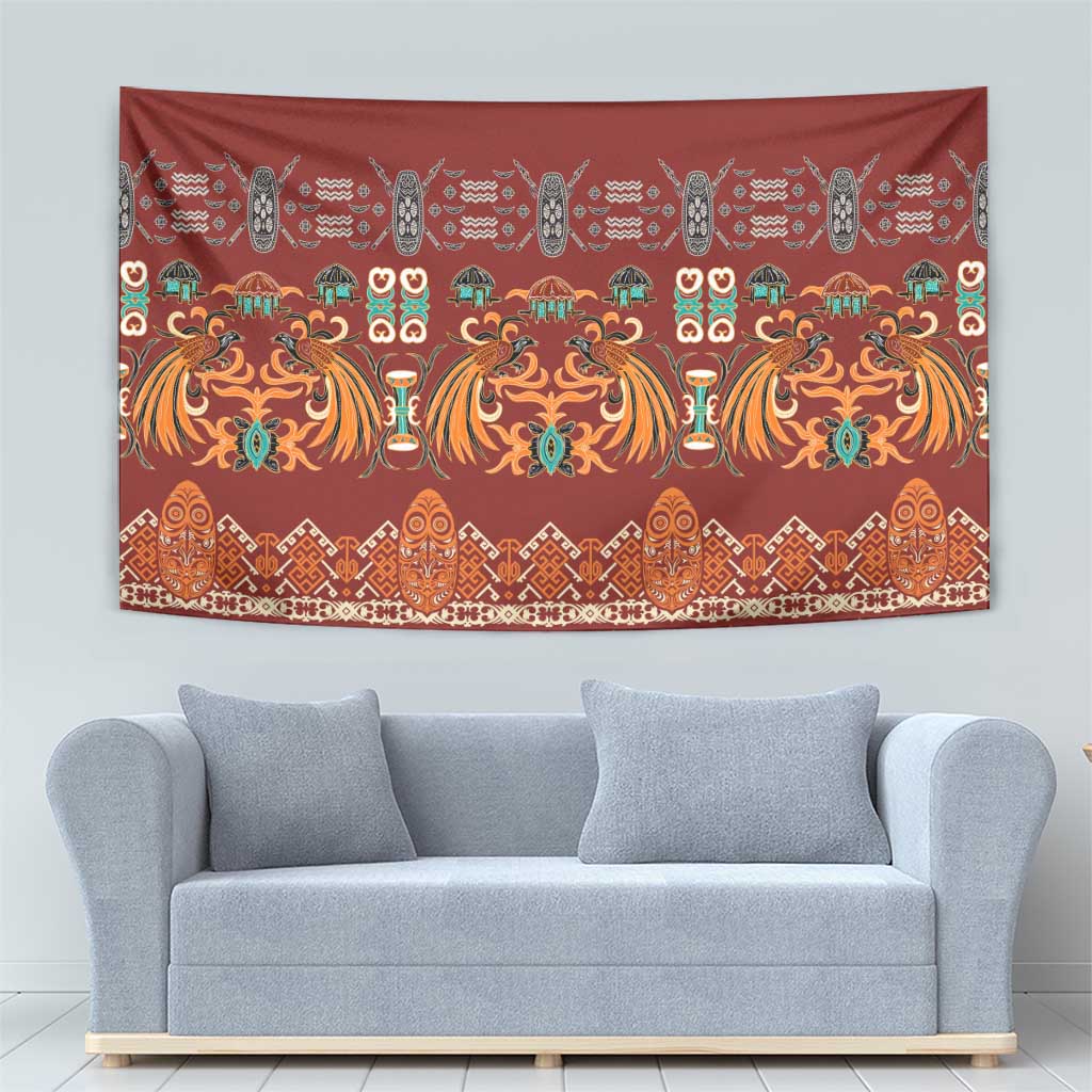 Oxblood Batik Papua-inspired Pattern Tapestry - Polynesian Pride