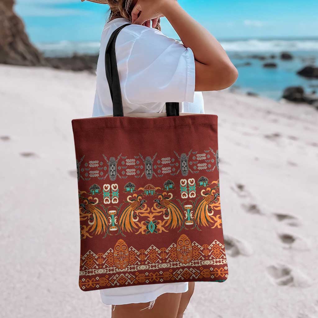 Oxblood Batik Papua-inspired Pattern Tote Bag - Polynesian Pride