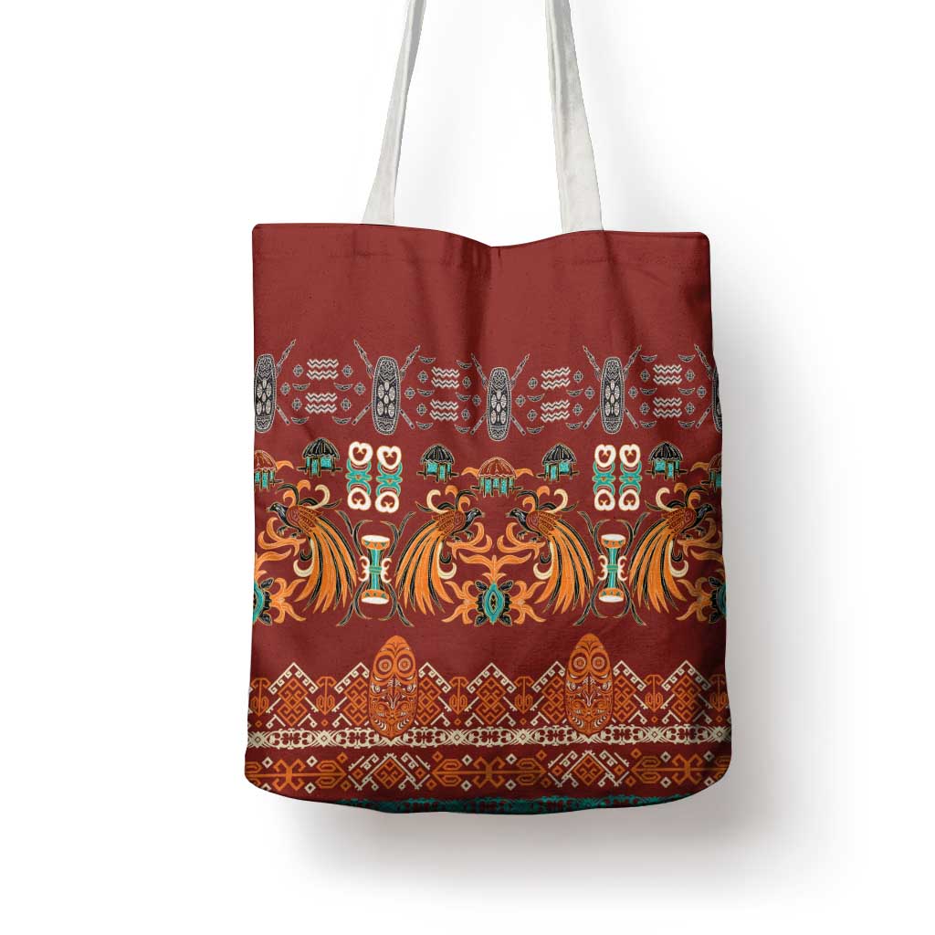 Oxblood Batik Papua-inspired Pattern Tote Bag - Polynesian Pride