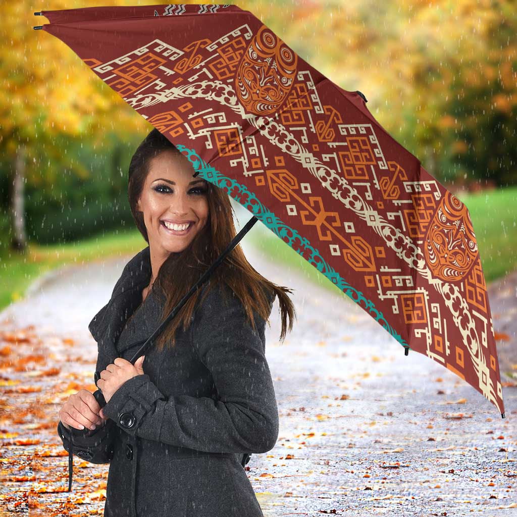 Oxblood Batik Papua-inspired Pattern Umbrella - Polynesian Pride