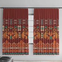 Oxblood Batik Papua-inspired Pattern Window Curtain - Polynesian Pride