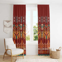 Oxblood Batik Papua-inspired Pattern Window Curtain - Polynesian Pride