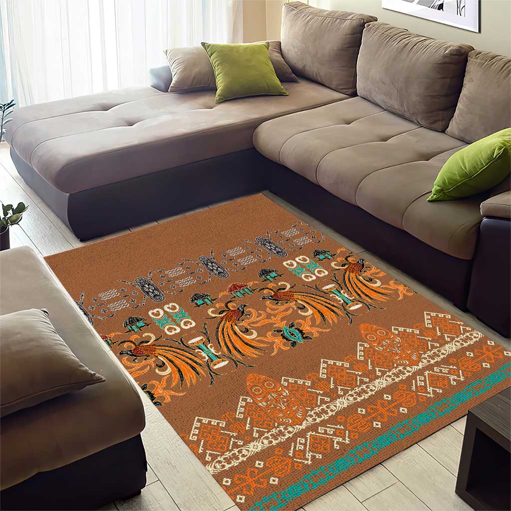 Terracotta Batik Papua-inspired Pattern Area Rug - Polynesian Pride