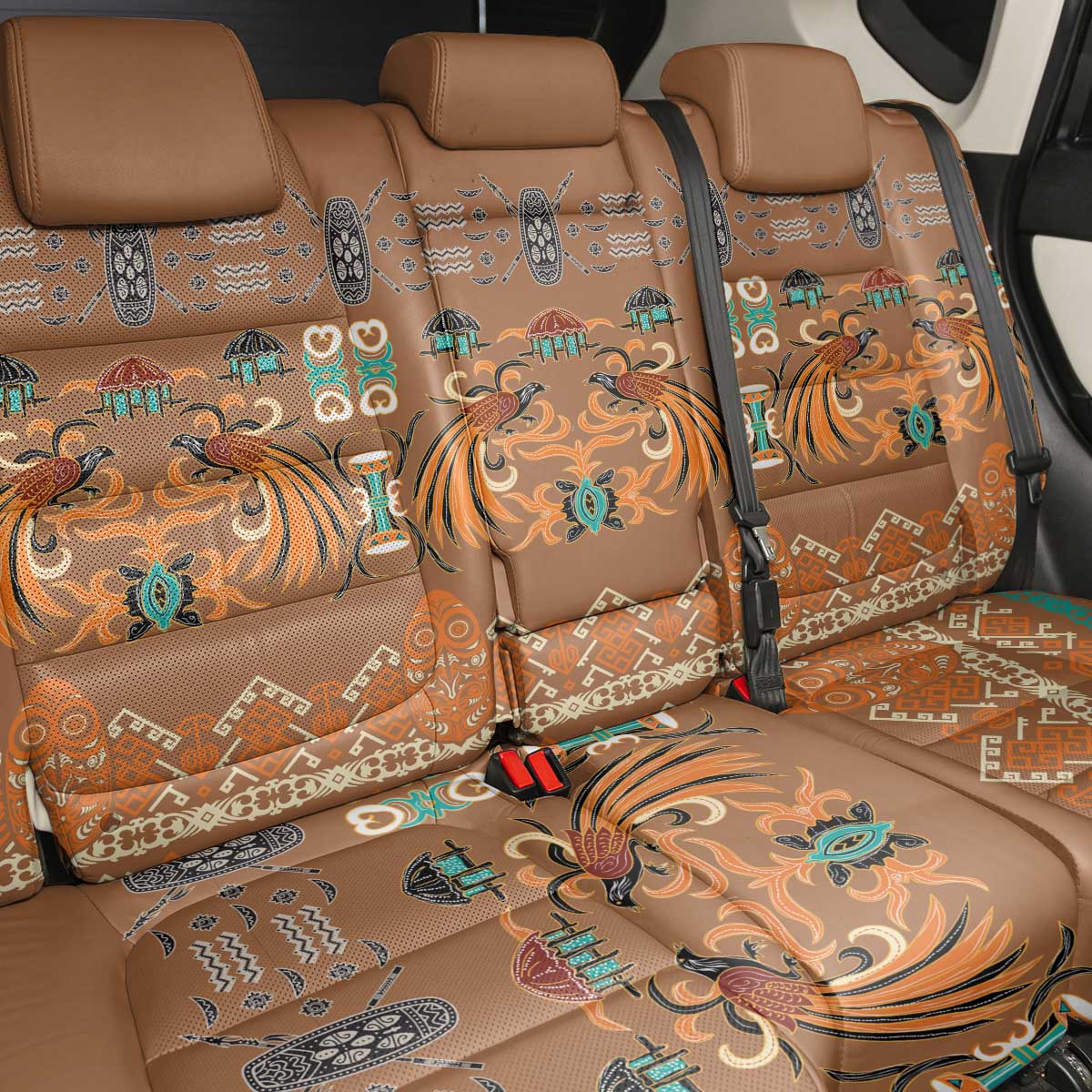 Terracotta Batik Papua-inspired Pattern Back Car Seat Cover - Polynesian Pride
