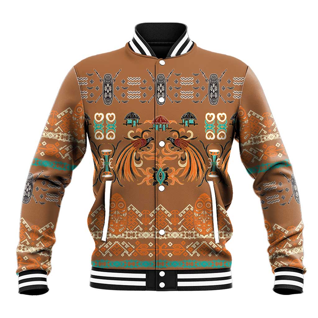 Terracotta Batik Papua-inspired Pattern Baseball Jacket LT9 Unisex Gold - Polynesian Pride