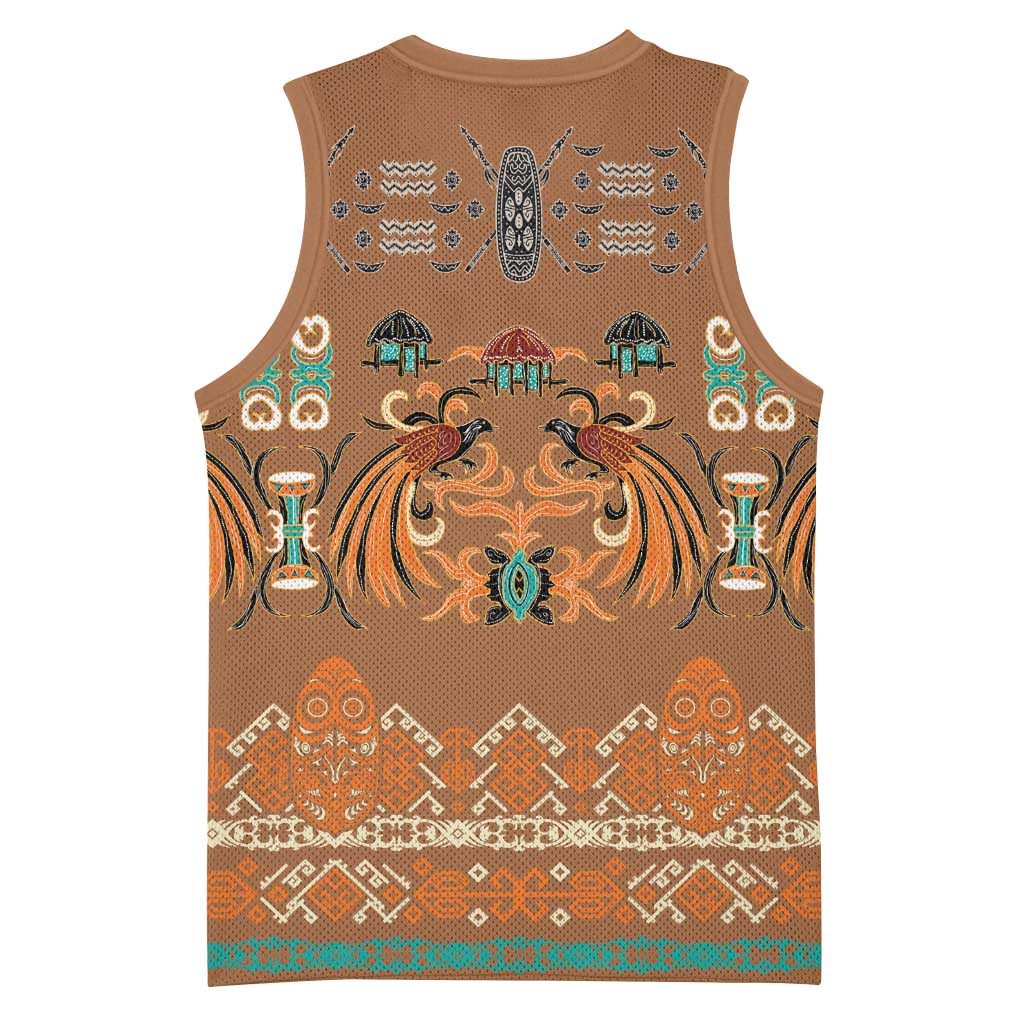 Terracotta Batik Papua-inspired Pattern Basketball Jersey LT9 - Polynesian Pride