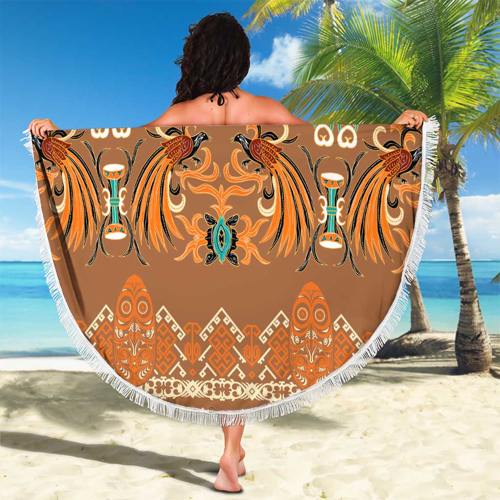Terracotta Batik Papua-inspired Pattern Beach Blanket - Polynesian Pride