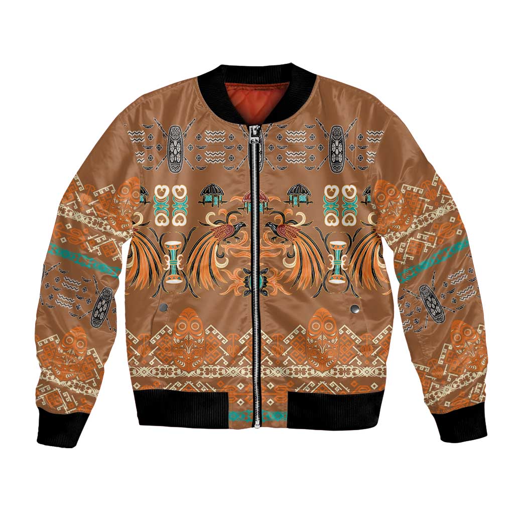 Terracotta Batik Papua-inspired Pattern Bomber Jacket - Polynesian Pride