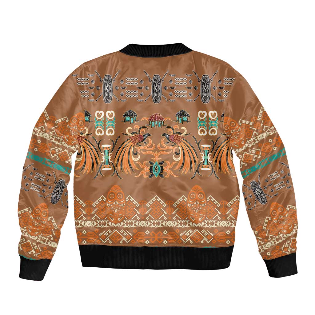 Terracotta Batik Papua-inspired Pattern Bomber Jacket - Polynesian Pride
