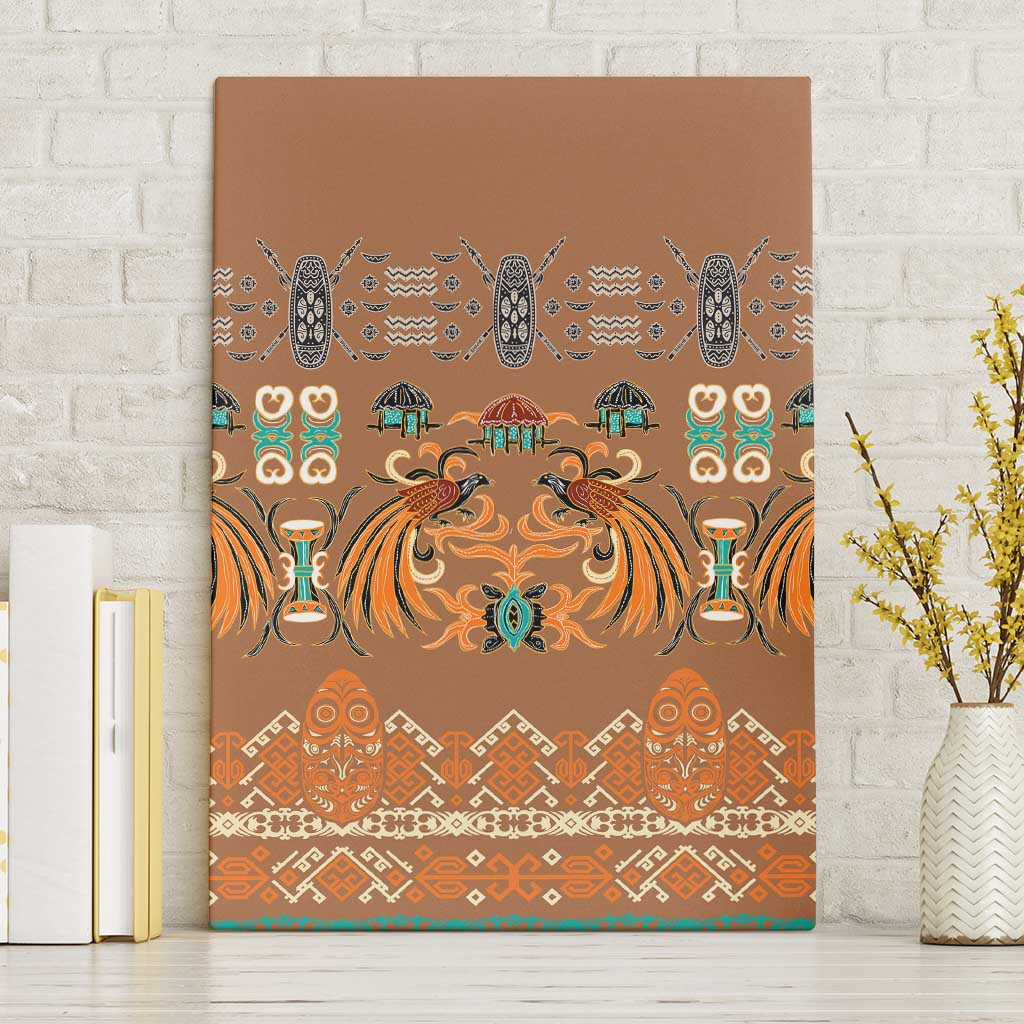 Terracotta Batik Papua-inspired Pattern Canvas Wall Art LT9 Without Frame Gold - Polynesian Pride