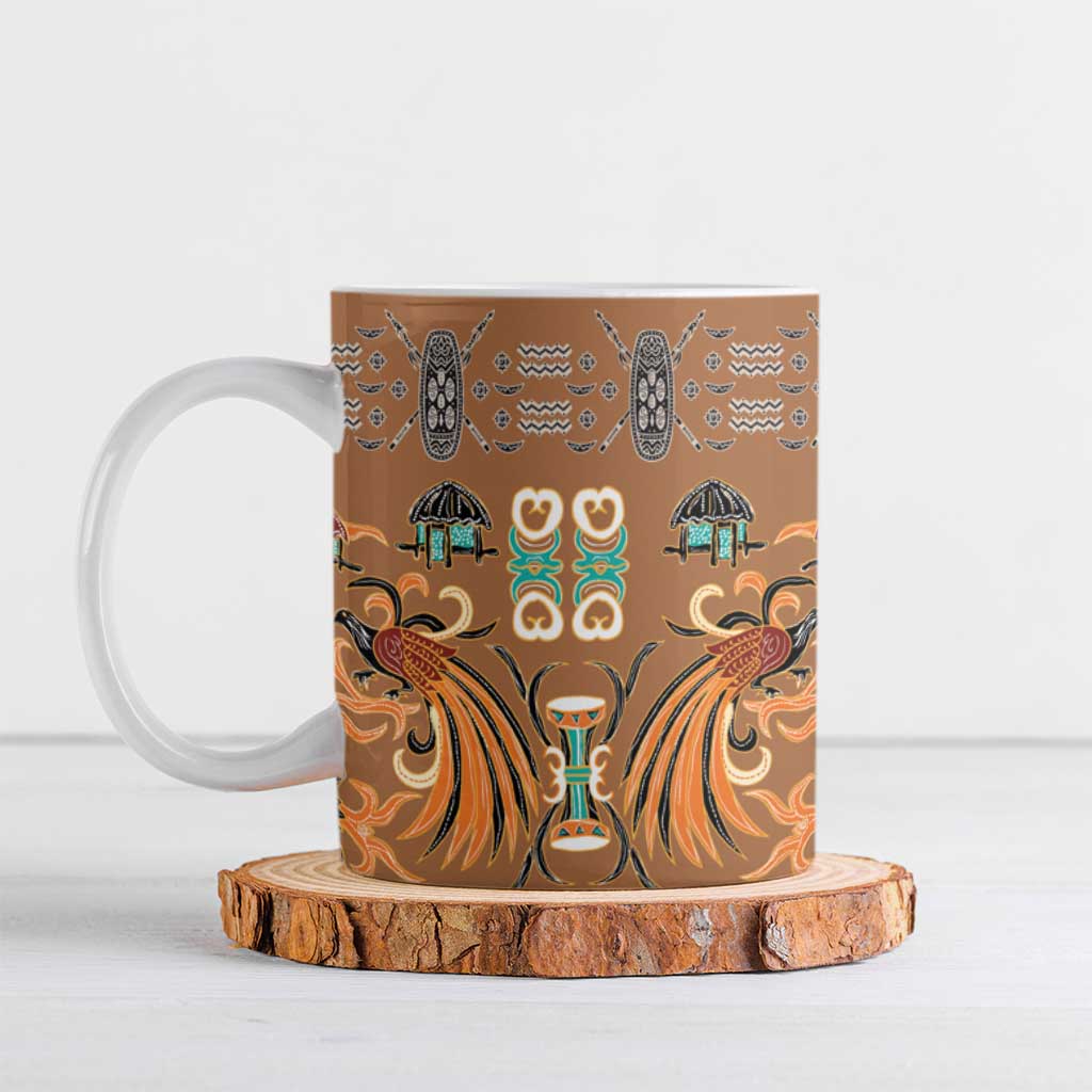 Terracotta Batik Papua-inspired Pattern Ceramic Mug - Polynesian Pride