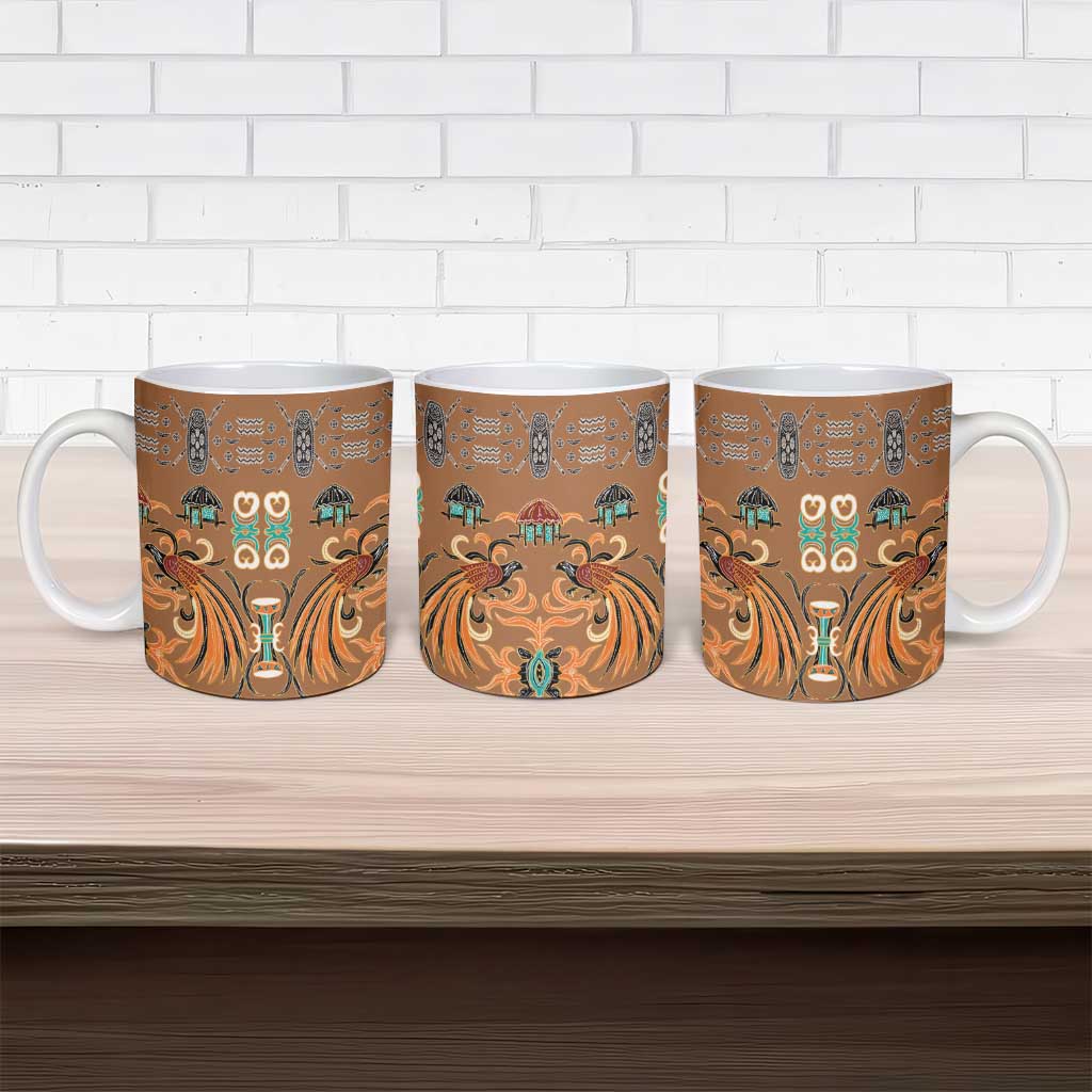 Terracotta Batik Papua-inspired Pattern Ceramic Mug - Polynesian Pride