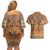 Terracotta Batik Papua-inspired Pattern Couples Matching Off Shoulder Short Dress and Hawaiian Shirt - Polynesian Pride