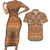 Terracotta Batik Papua-inspired Pattern Couples Matching Short Sleeve Bodycon Dress and Hawaiian Shirt - Polynesian Pride