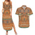 Terracotta Batik Papua-inspired Pattern Couples Matching Summer Maxi Dress and Hawaiian Shirt - Polynesian Pride