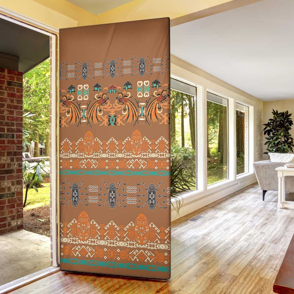 Terracotta Batik Papua-inspired Pattern Door Cover - Polynesian Pride