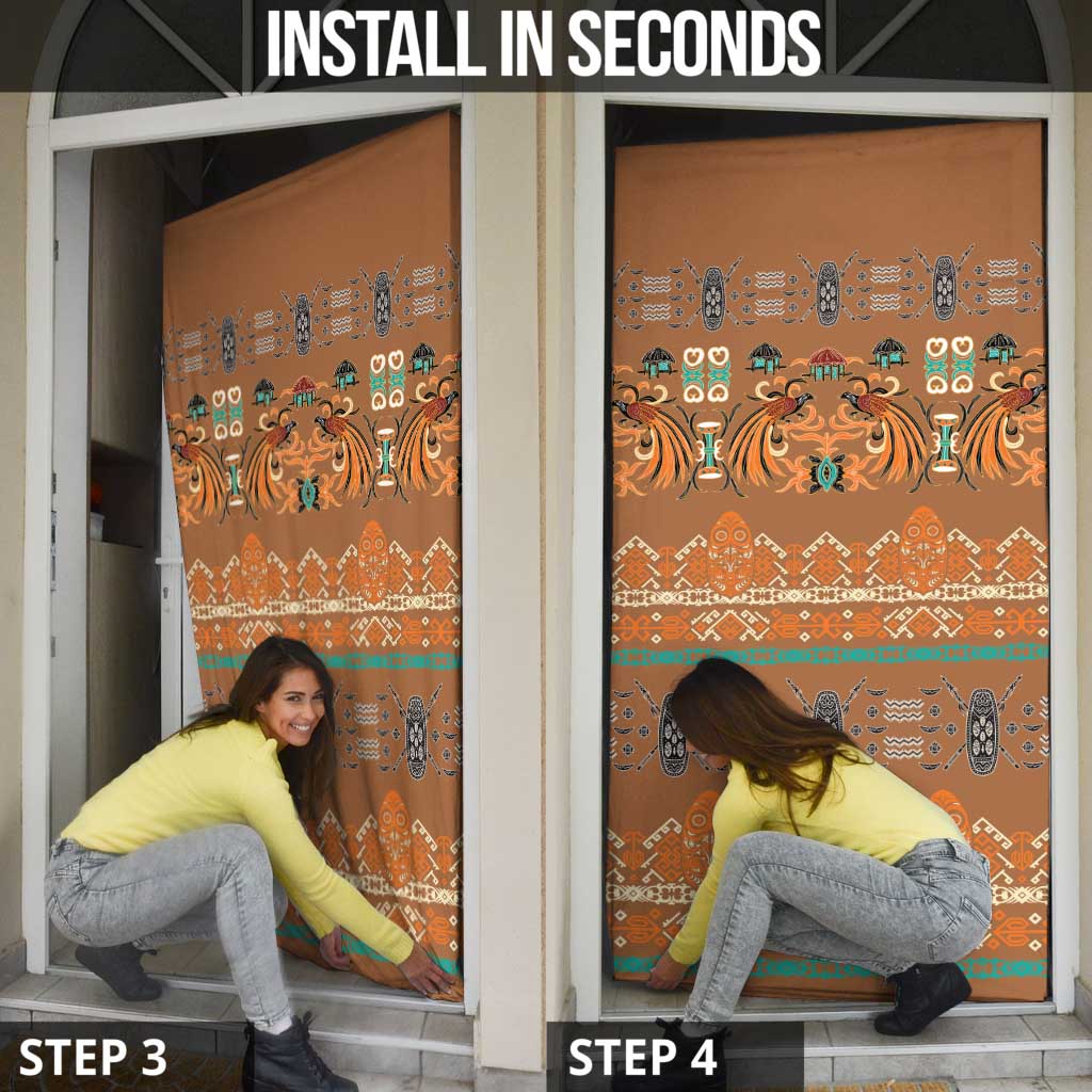 Terracotta Batik Papua-inspired Pattern Door Cover - Polynesian Pride
