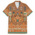 Terracotta Batik Papua-inspired Pattern Family Matching Long Sleeve Bodycon Dress and Hawaiian Shirt - Polynesian Pride