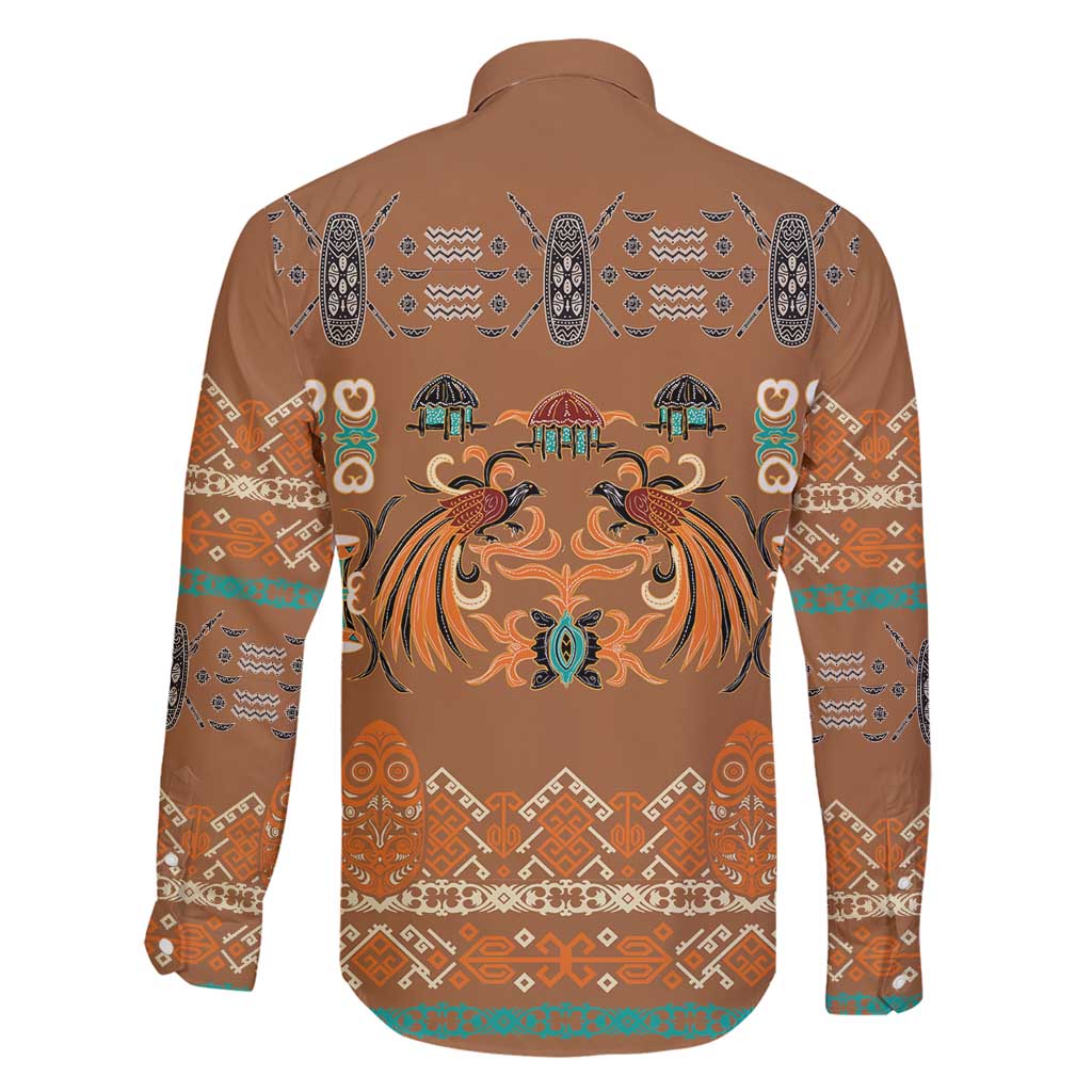 Terracotta Batik Papua-inspired Pattern Family Matching Long Sleeve Bodycon Dress and Hawaiian Shirt LT9 - Polynesian Pride