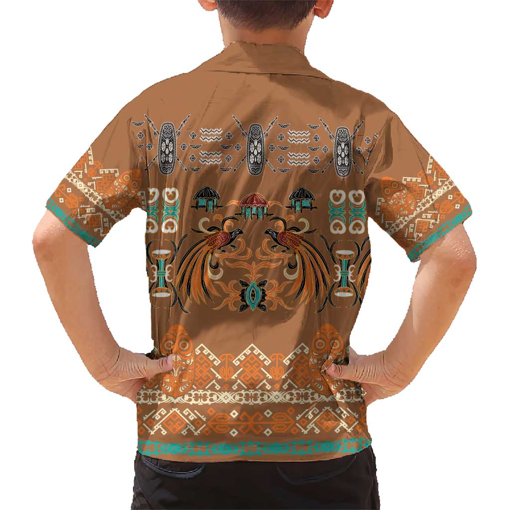 Terracotta Batik Papua-inspired Pattern Family Matching Short Sleeve Bodycon Dress and Hawaiian Shirt LT9 - Polynesian Pride