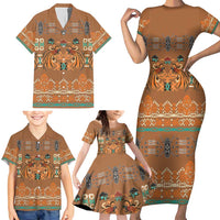 Terracotta Batik Papua-inspired Pattern Family Matching Short Sleeve Bodycon Dress and Hawaiian Shirt LT9 - Polynesian Pride