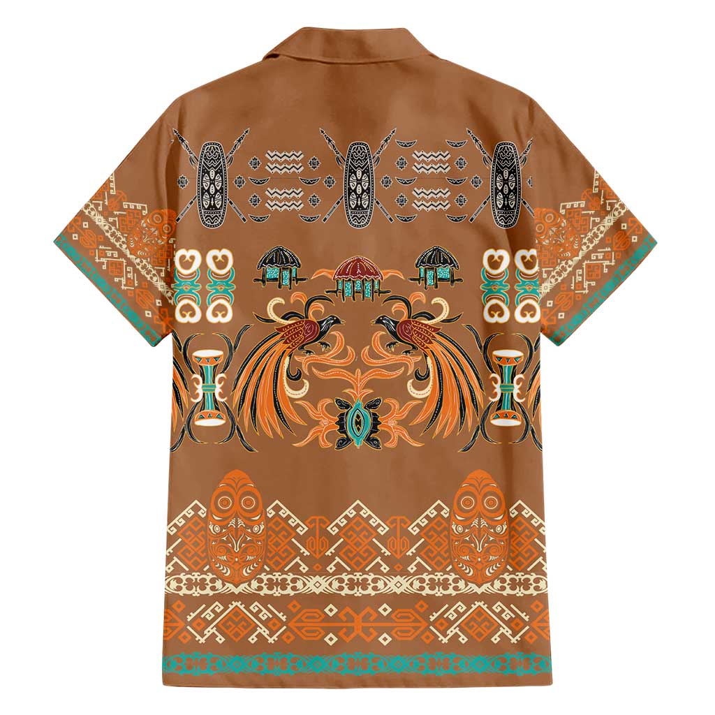Terracotta Batik Papua-inspired Pattern Family Matching Short Sleeve Bodycon Dress and Hawaiian Shirt LT9 - Polynesian Pride