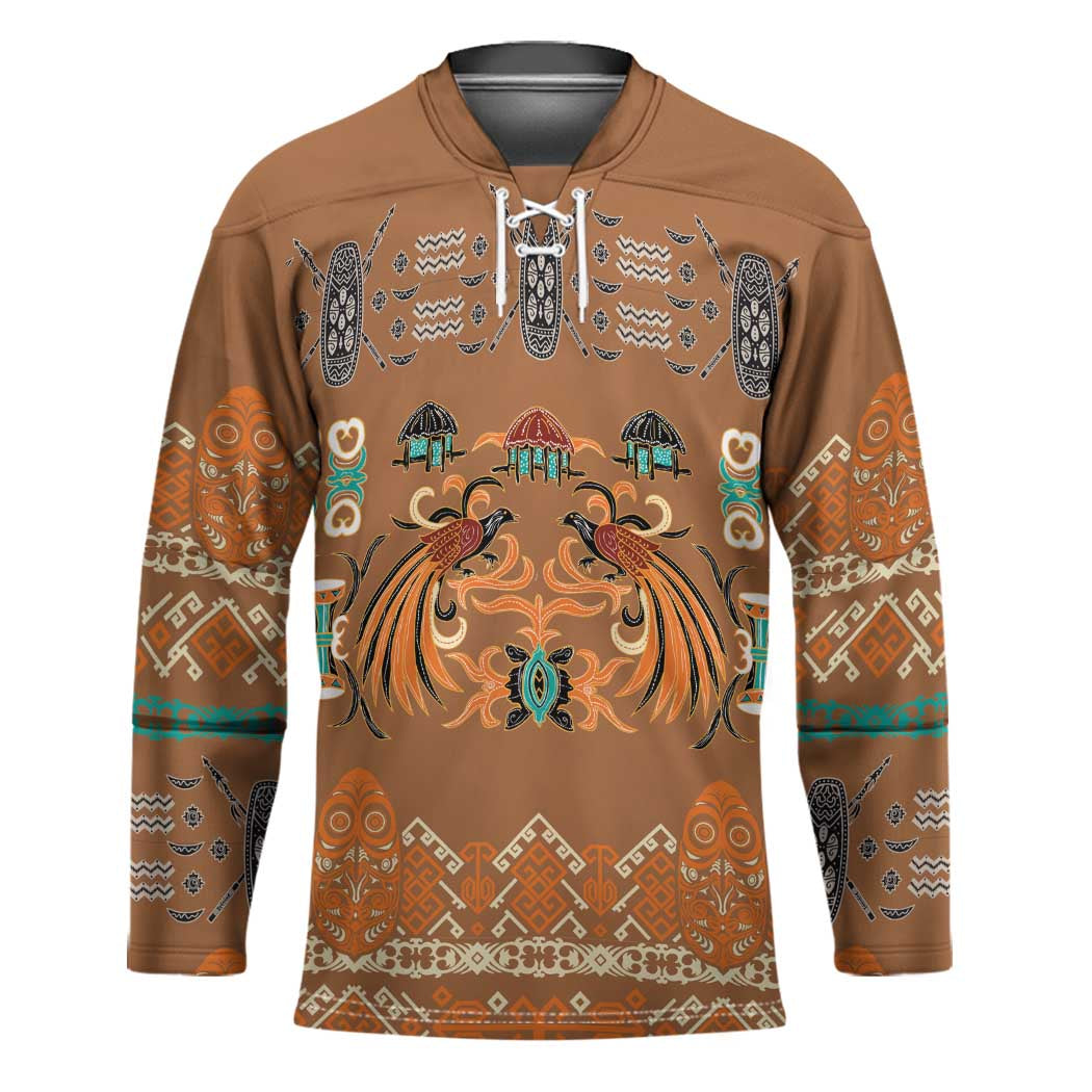 Terracotta Batik Papua-inspired Pattern Hockey Jersey - Polynesian Pride