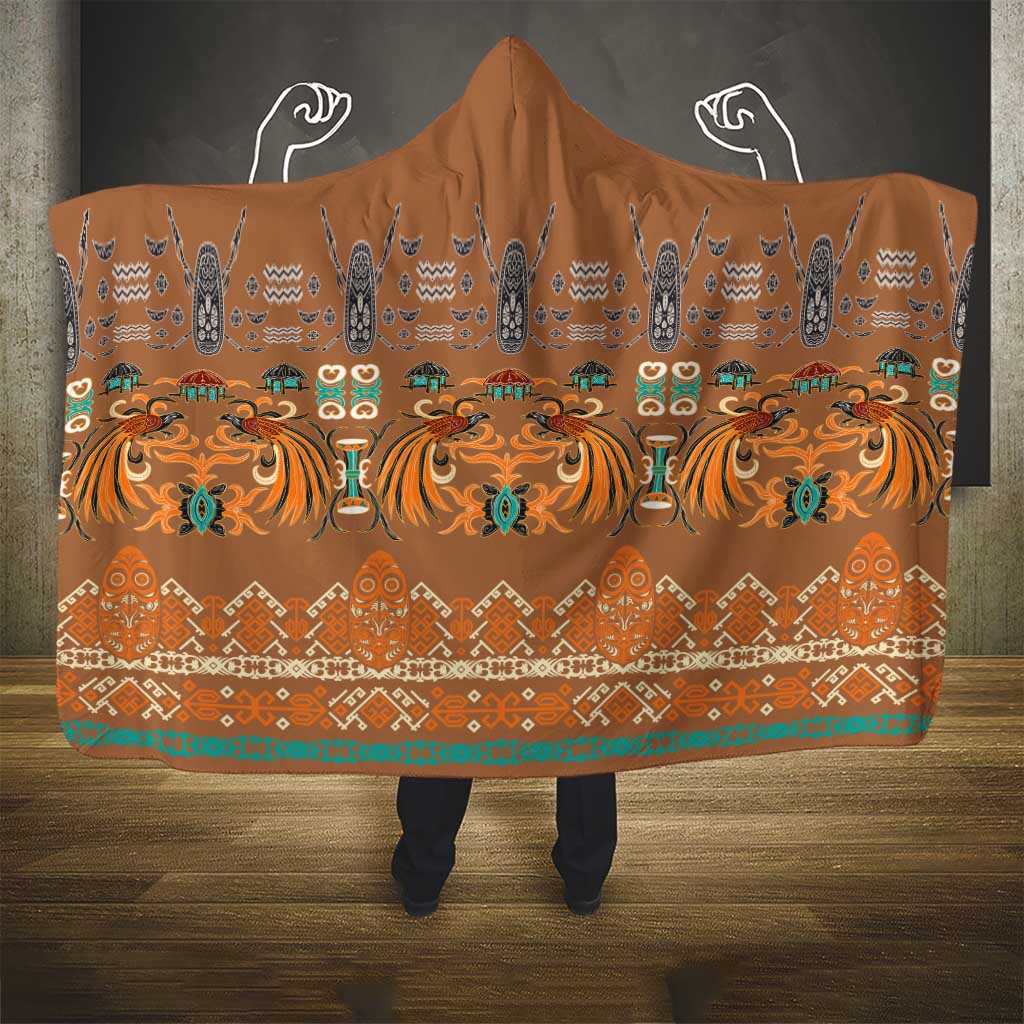Terracotta Batik Papua-inspired Pattern Hooded Blanket LT9 - Polynesian Pride