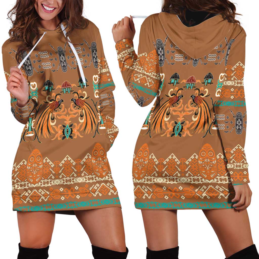 Terracotta Batik Papua-inspired Pattern Hoodie Dress - Polynesian Pride