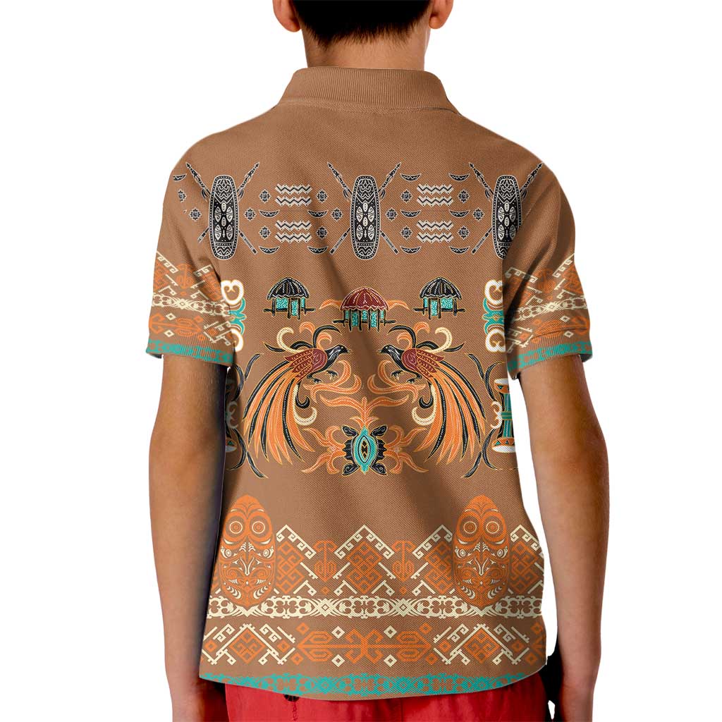 Terracotta Batik Papua-inspired Pattern Kid Polo Shirt - Polynesian Pride