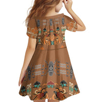 Terracotta Batik Papua-inspired Pattern Kid Short Sleeve Dress - Polynesian Pride