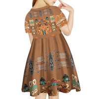 Terracotta Batik Papua-inspired Pattern Kid Short Sleeve Dress - Polynesian Pride