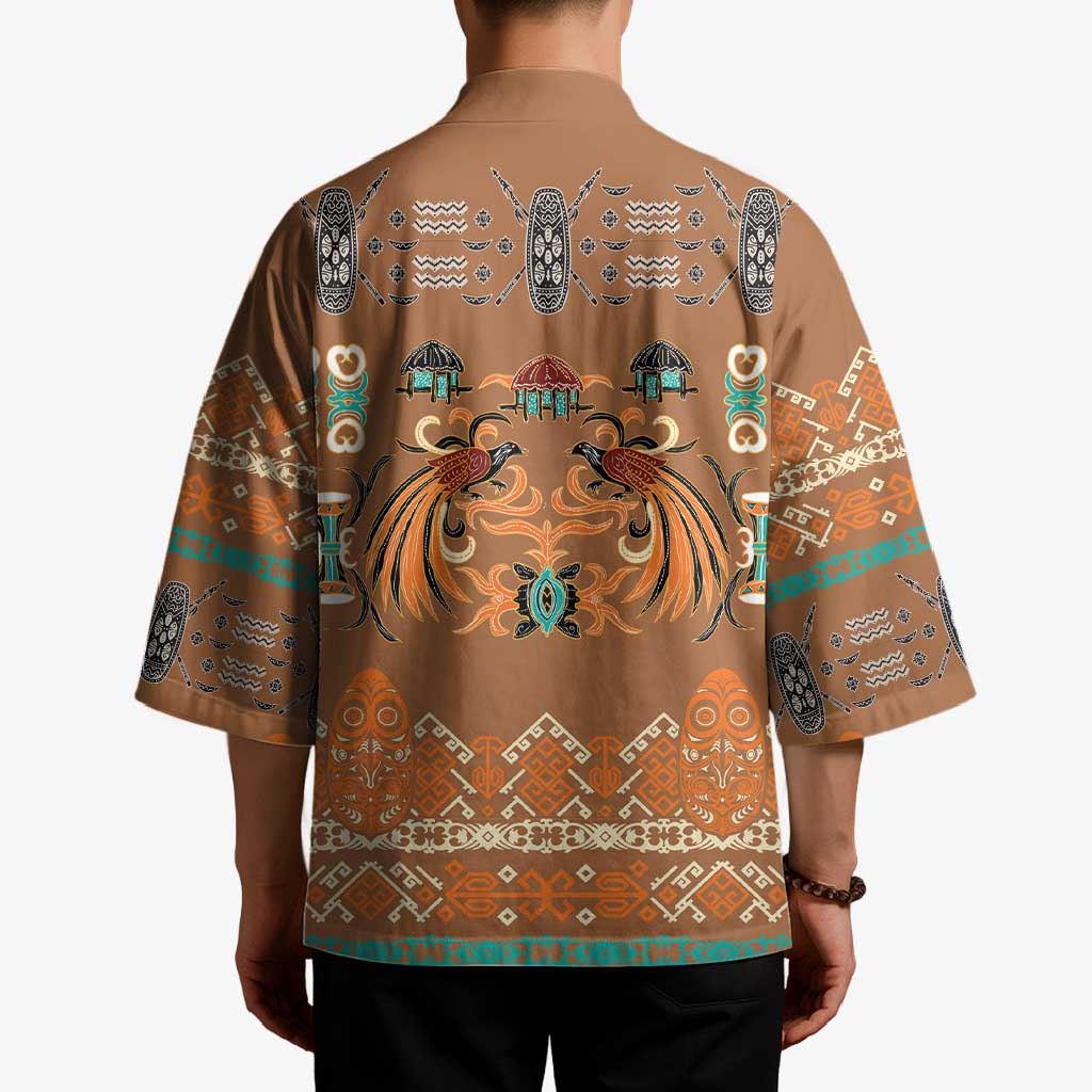 Terracotta Batik Papua-inspired Pattern Kimono - Polynesian Pride