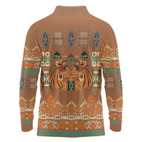 Terracotta Batik Papua-inspired Pattern Long Sleeve Polo Shirt LT9 - Polynesian Pride