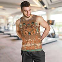 Terracotta Batik Papua-inspired Pattern Men Tank Top LT9 Gold - Polynesian Pride