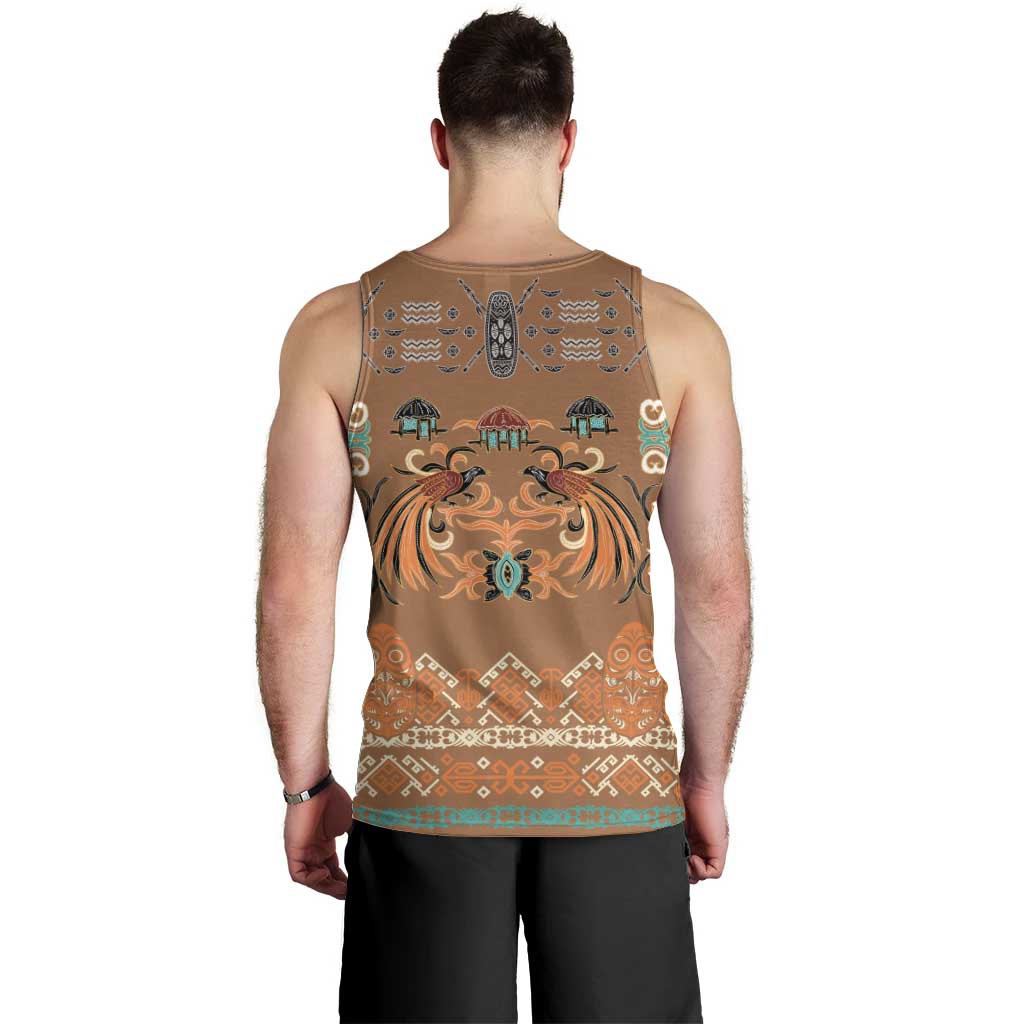Terracotta Batik Papua-inspired Pattern Men Tank Top LT9 - Polynesian Pride