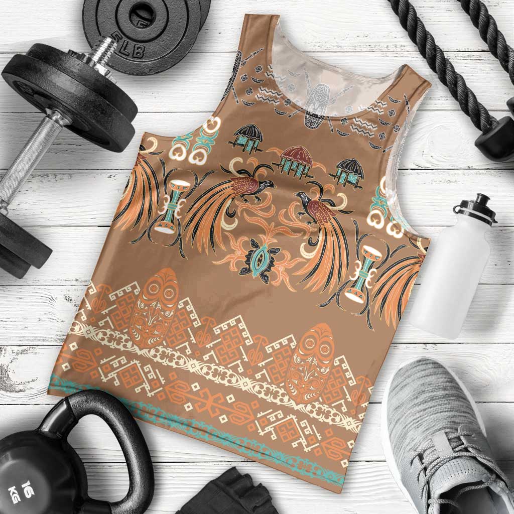 Terracotta Batik Papua-inspired Pattern Men Tank Top LT9 - Polynesian Pride