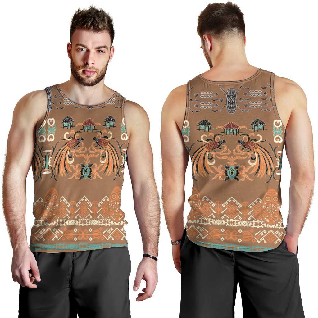 Terracotta Batik Papua-inspired Pattern Men Tank Top LT9 - Polynesian Pride